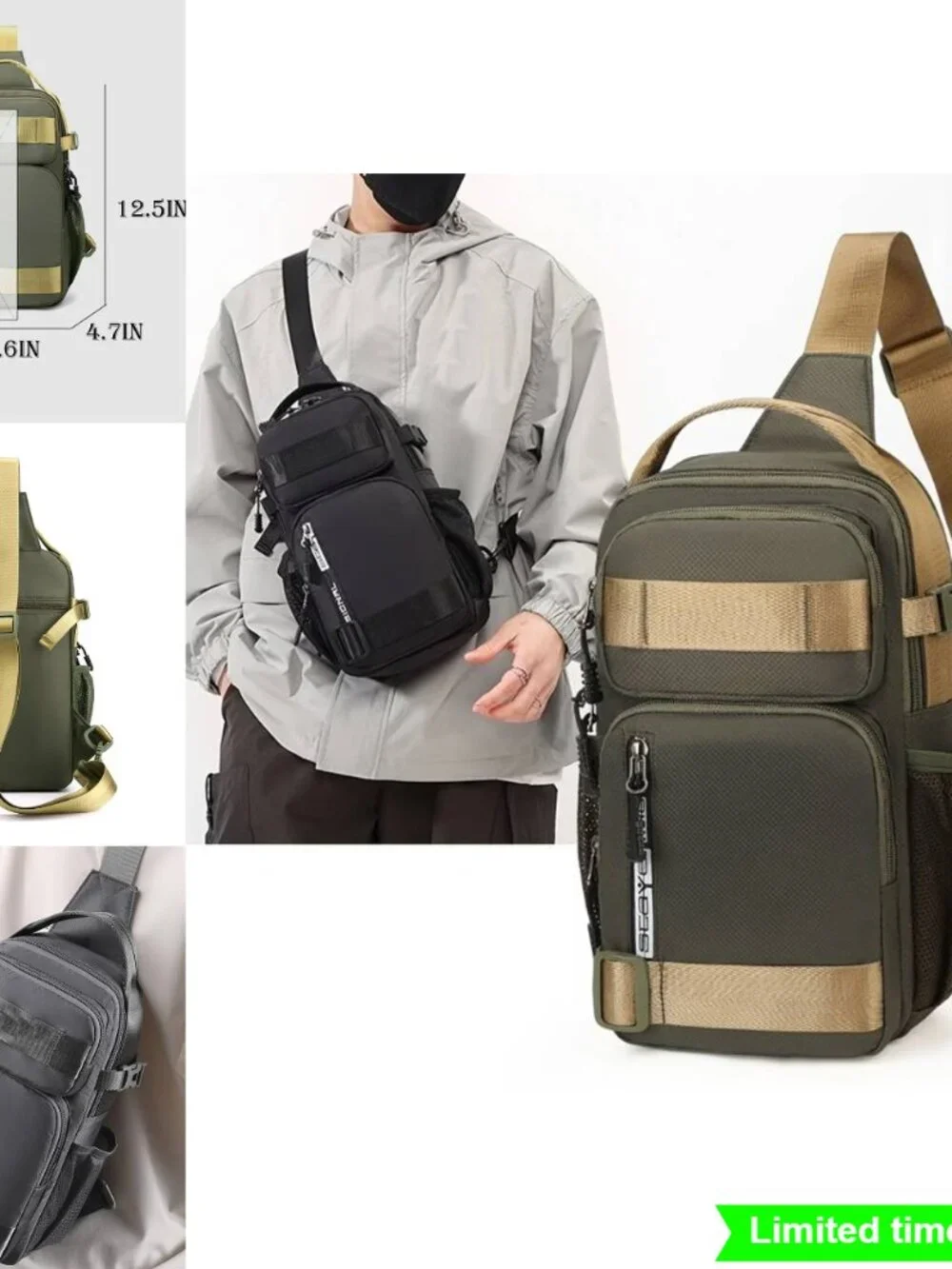 Anti Theft Crossbody Chest Bag with Water Holder
